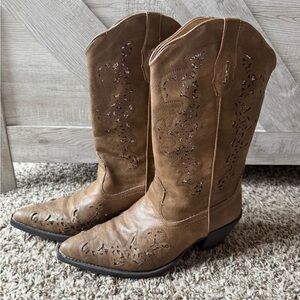 Roper Brown Leather Cowboy Boots Women’s 7 – Western Cowgirl Rodeo
